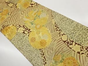 佐賀錦花丸文に鳥・花唐草・波模様織出し袋帯